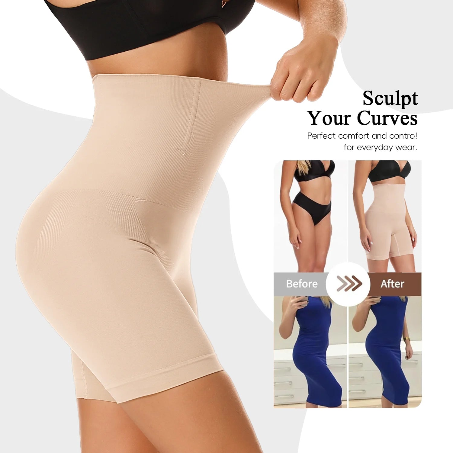 Women'S Shapewear Shorts High Waist Tummy Control Body Shaper Thigh Slimmer Slimming Panties